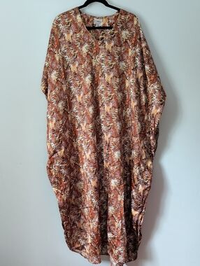Luxxel Brown Multi-Print Relaxed Caftan